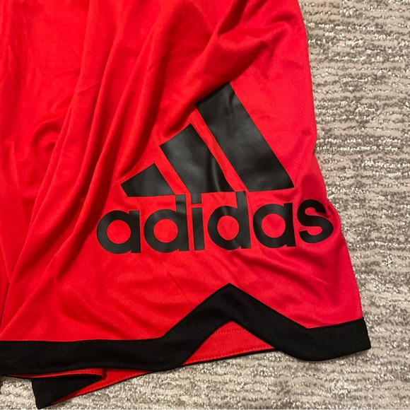 Adidas Climalite Big Logo Basketball Shorts Men's Size 2XL Red Athletic Pockets - Picture 2 of 8